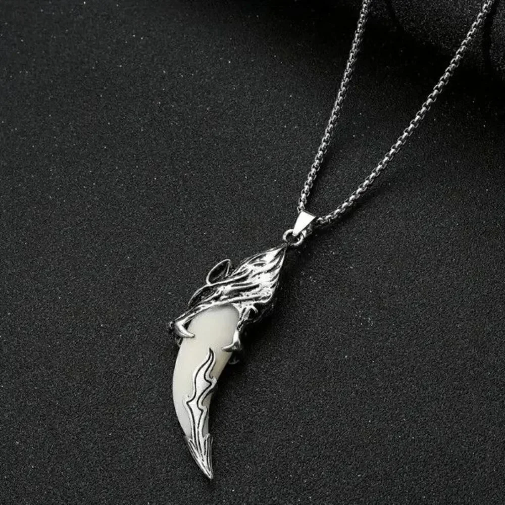 Wolf Tooth Titanium Steel Pendant Necklace